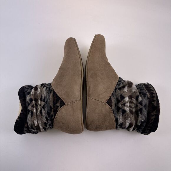 Bearpaw Amber Bootie Taupe Pull On Ankle Suede Patchwork Wool Sheepskin New W 8 - Picture 11 of 16